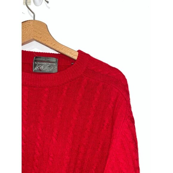 Lord & Taylor Red Lambswool Cable Knit Crewneck Pullover Sweater Men's Size L - Picture 3 of 10